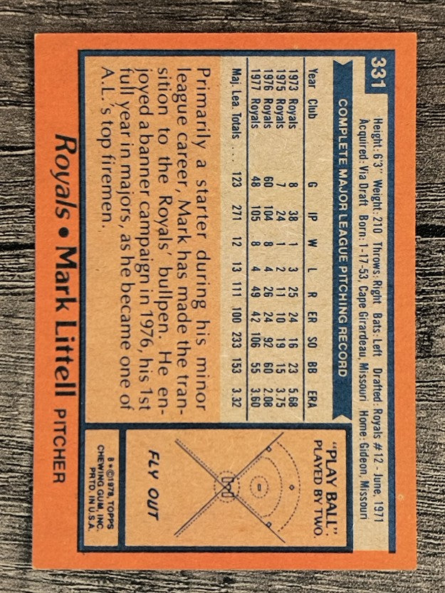 1978 Topps #331 Mark Littell (VGEX)