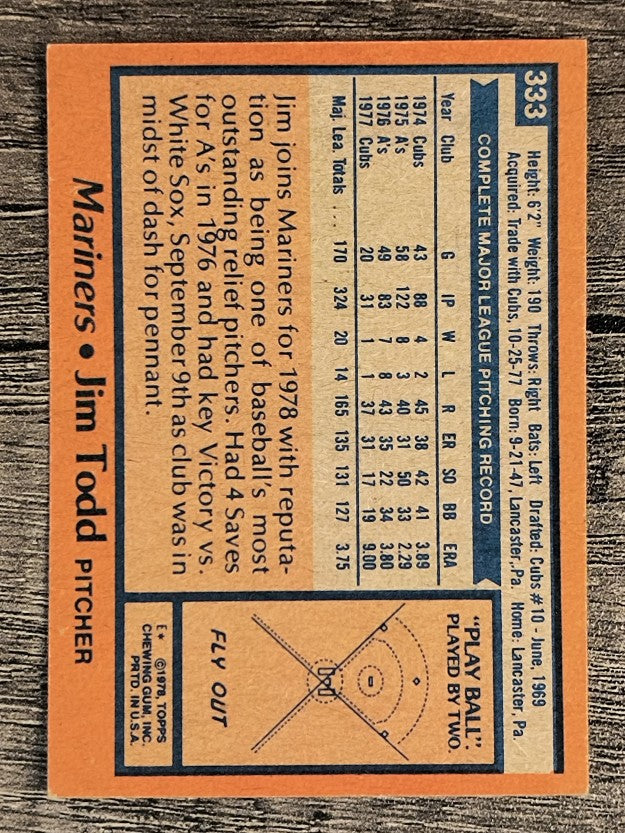 1978 Topps #333 Jim Todd (EXMT)