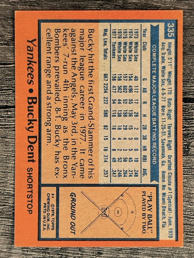 1978 Topps #335 Bucky Dent (NM)