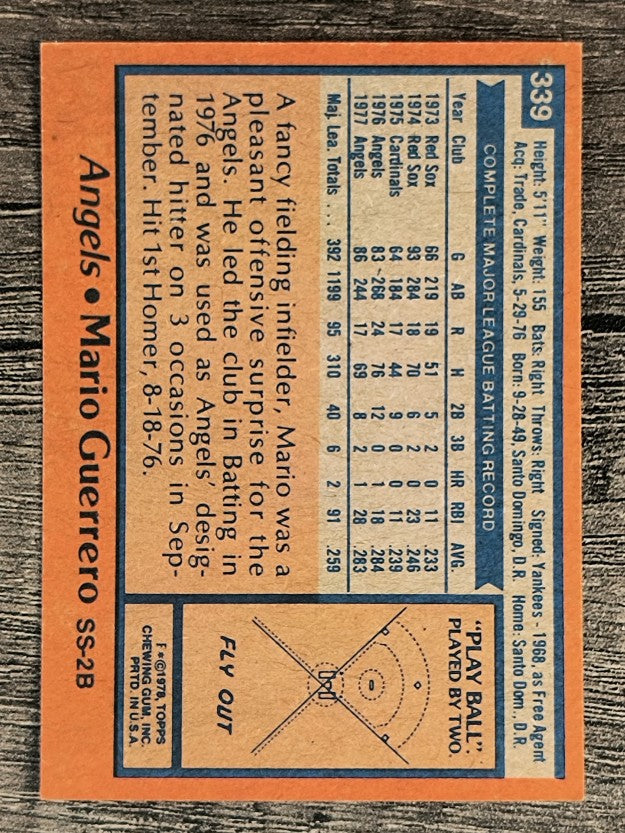1978 Topps #339 Mario Guerrero (NM)