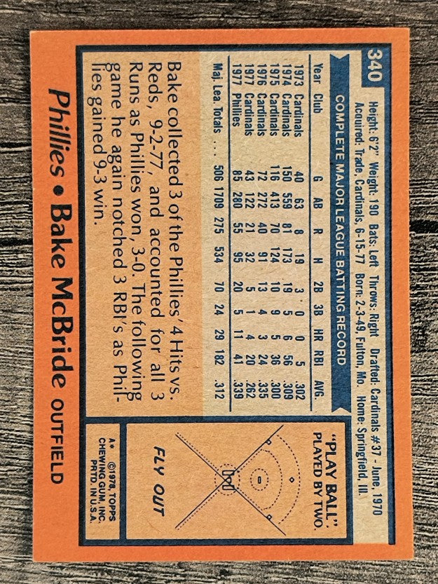 1978 Topps #340 Bake McBride (EXMT)