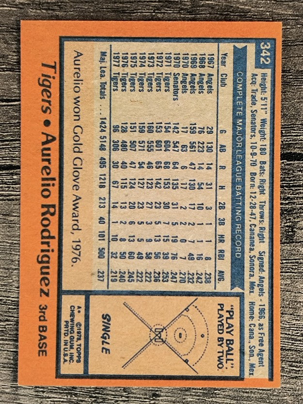 1978 Topps #342 Aurelio Rodriguez (MINT)