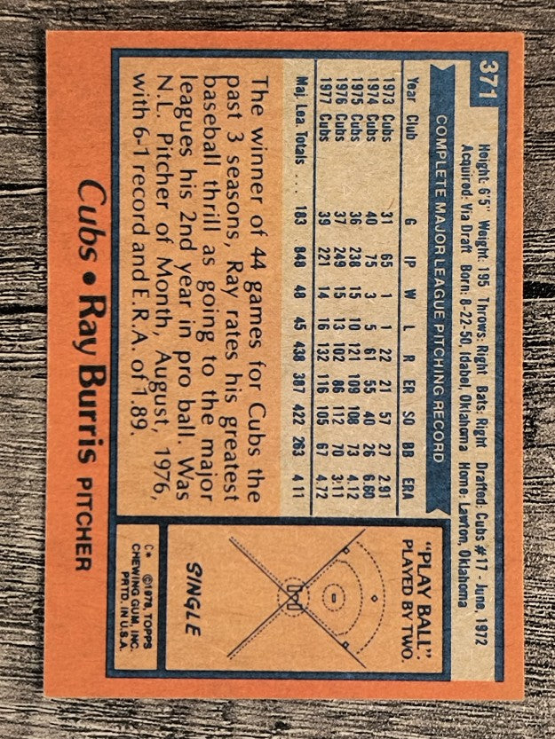 1978 Topps #371 Ray Burris (EXMT)