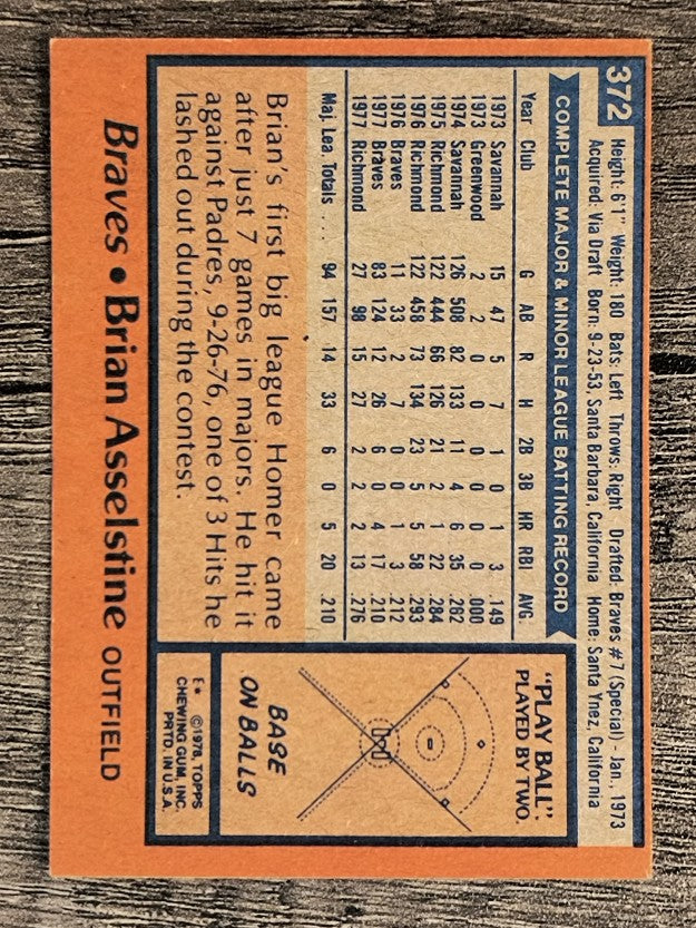 1978 Topps #372 Brian Asselstine (EX)