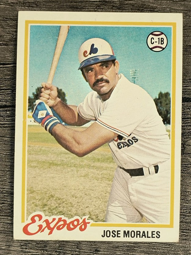 1978 Topps #374B Jose Morales/Black overprint stitching (VGEX)