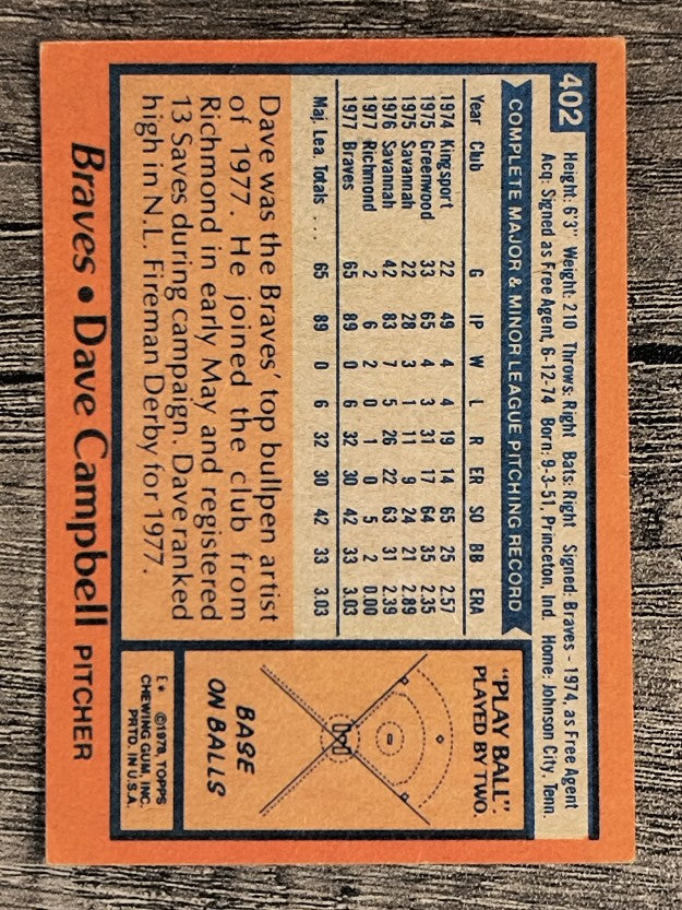 1978 Topps #402 Dave Campbell (VG)