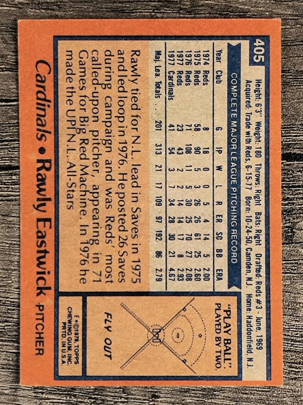 1978 Topps #405 Rawly Eastwick (EX)