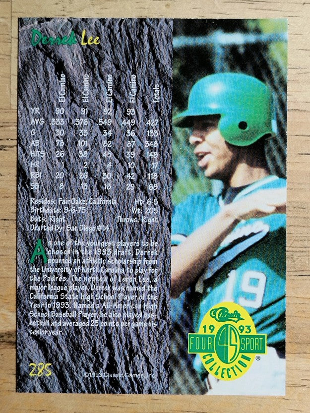 1993 Classic Four Sport #285 Derrek Lee