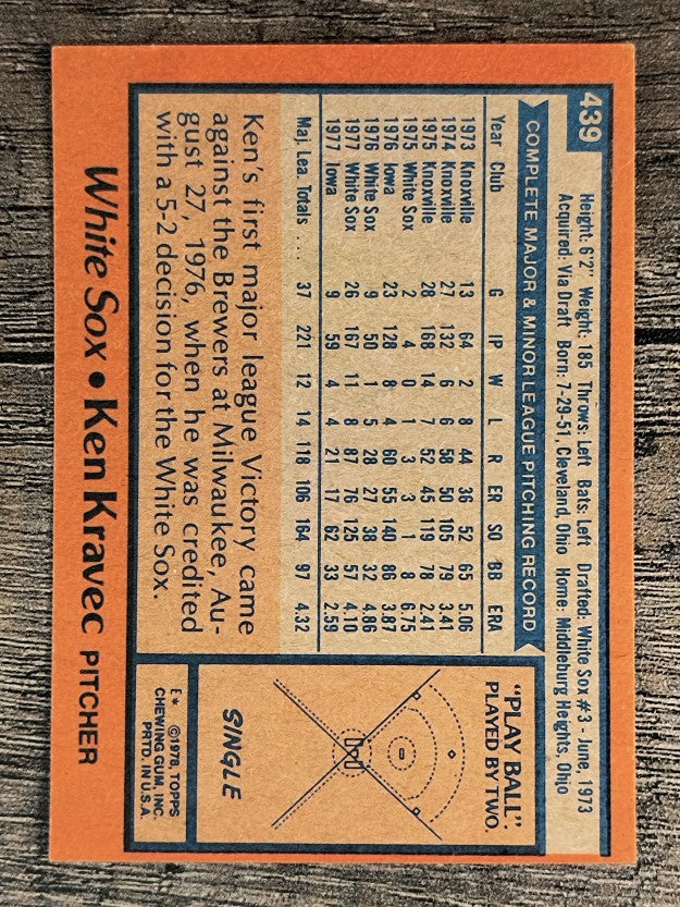 1978 Topps #439 Ken Kravec (EXMT)