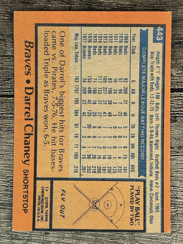 1978 Topps #443 Darrel Chaney (EX)