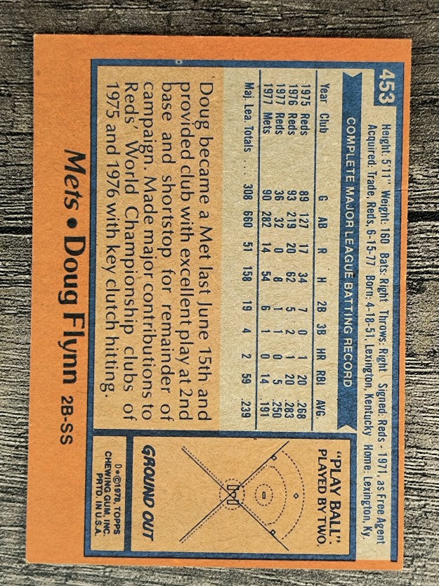 1978 Topps #453 Doug Flynn (EX)