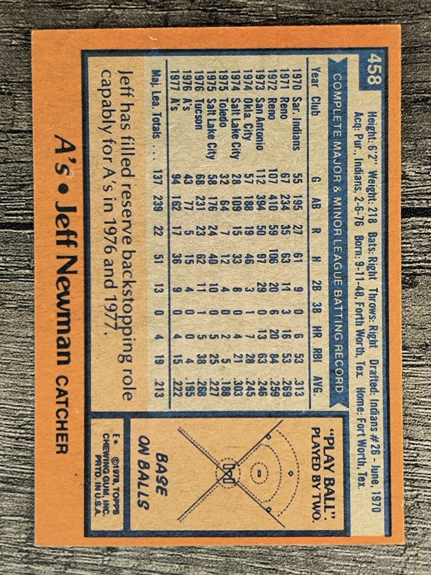 1978 Topps #458 Jeff Newman (VGEX)
