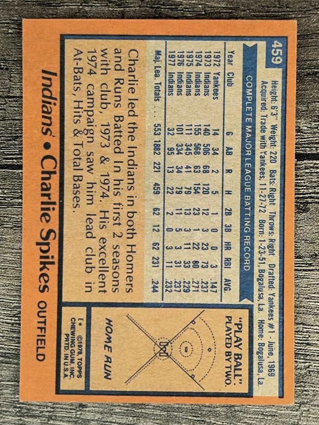 1978 Topps #459 Charlie Spikes (EXMT)