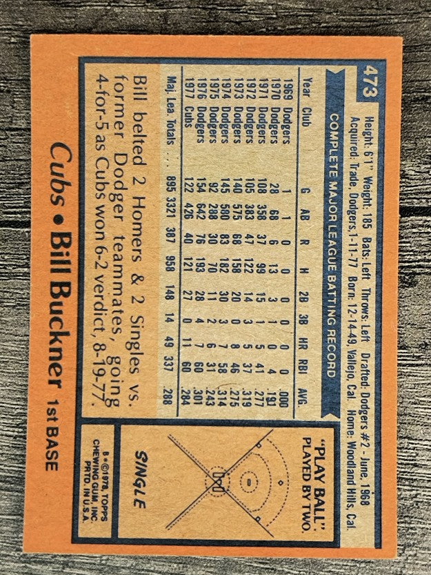 1978 Topps #473 Bill Buckner (EXMT)