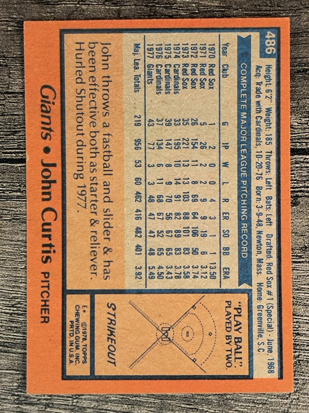 1978 Topps #486 John Curtis (NM)