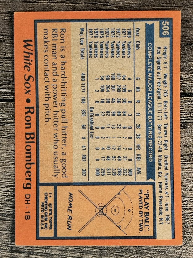 1978 Topps #506 Ron Blomberg (EXMT)