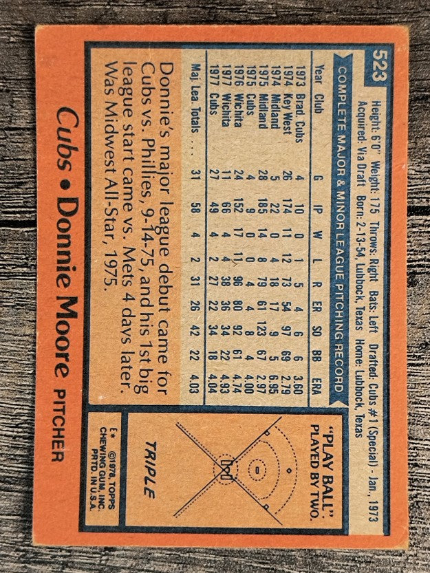 1978 Topps #523 Donnie Moore RC (VG)