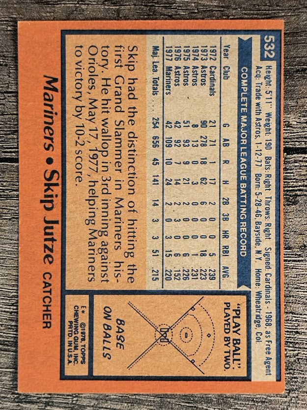 1978 Topps #532 Skip Jutze (EXMT)