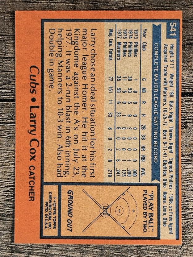 1978 Topps #541 Larry Cox (EXMT)