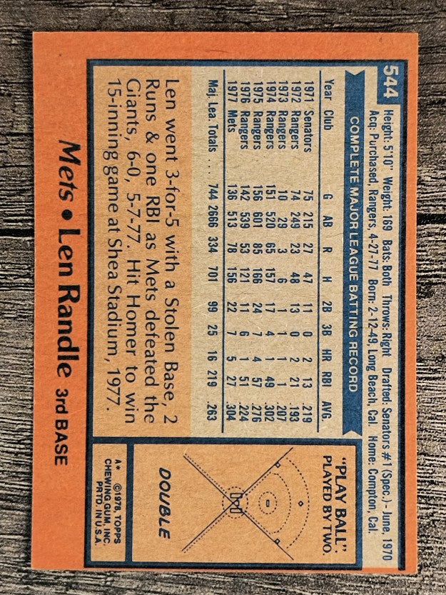 1978 Topps #544 Len Randle (EX)