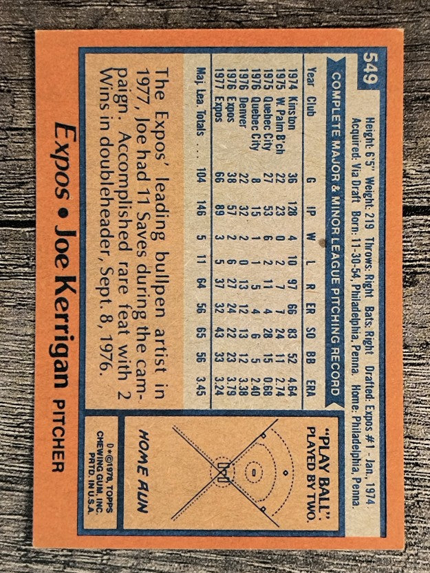 1978 Topps #549 Joe Kerrigan (EXMT)
