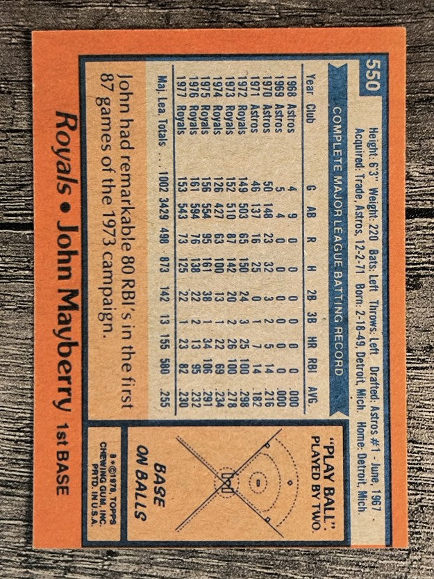 1978 Topps #550 John Mayberry (EXMT)