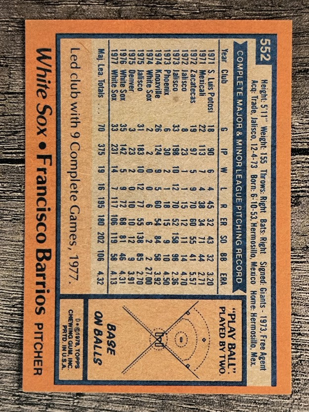 1978 Topps #552 Francisco Barrios (NM)