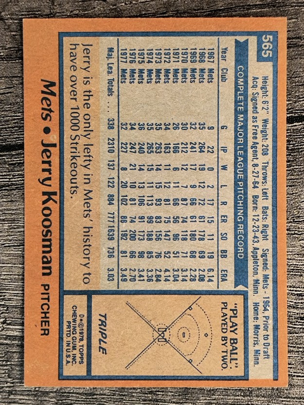 1978 Topps #565 Jerry Koosman (EXMT)