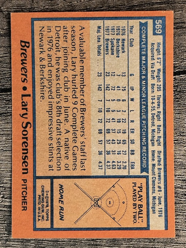 1978 Topps #569 Lary Sorensen RC (EX)
