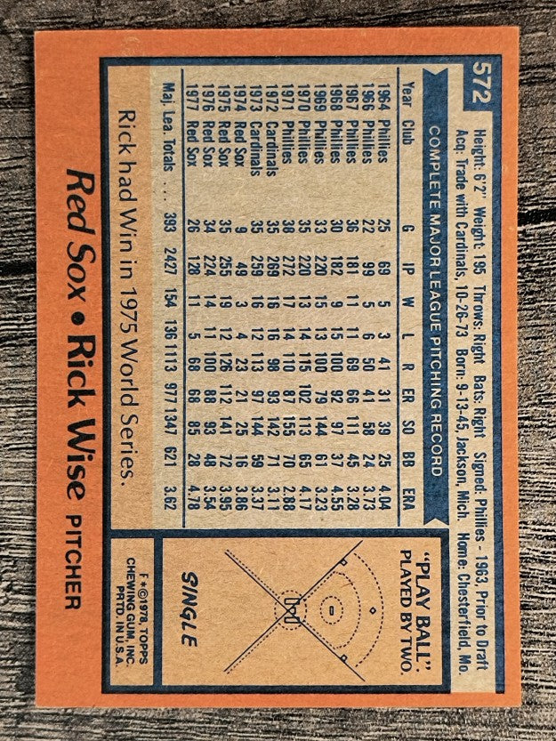 1978 Topps #572 Rick Wise (NM)