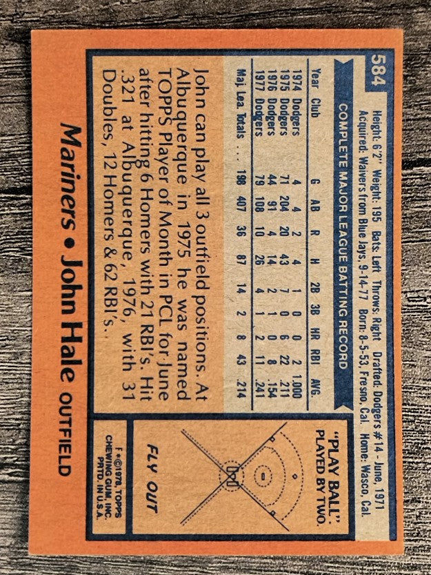 1978 Topps #584 John Hale (NM)