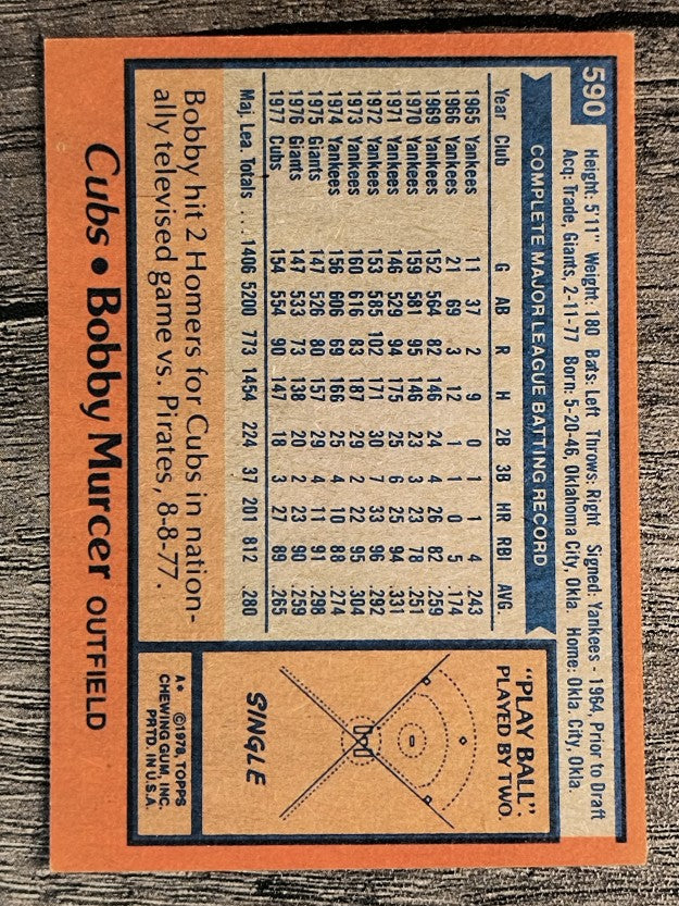 1978 Topps #590 Bobby Murcer (EXMT)
