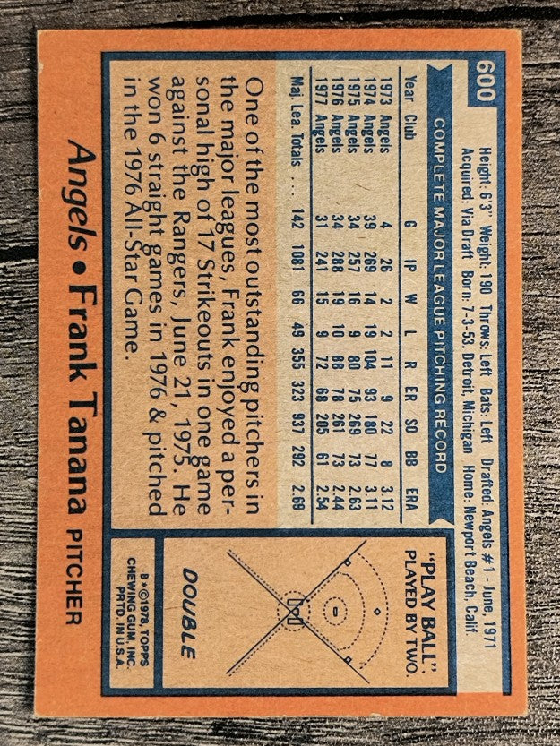 1978 Topps #600 Frank Tanana (EX)