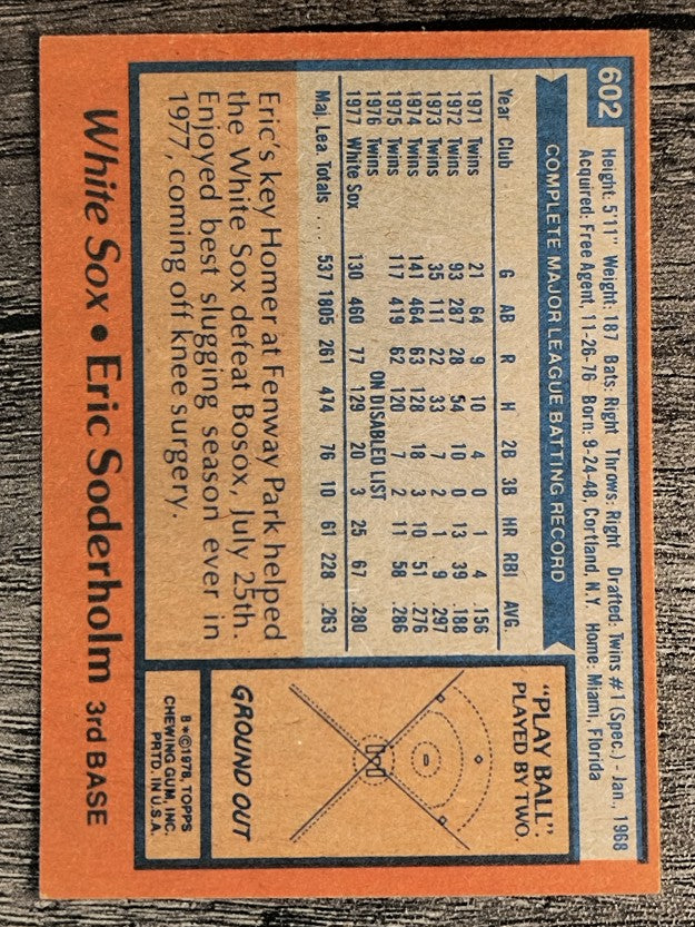 1978 Topps #602 Eric Soderholm (EXMT)