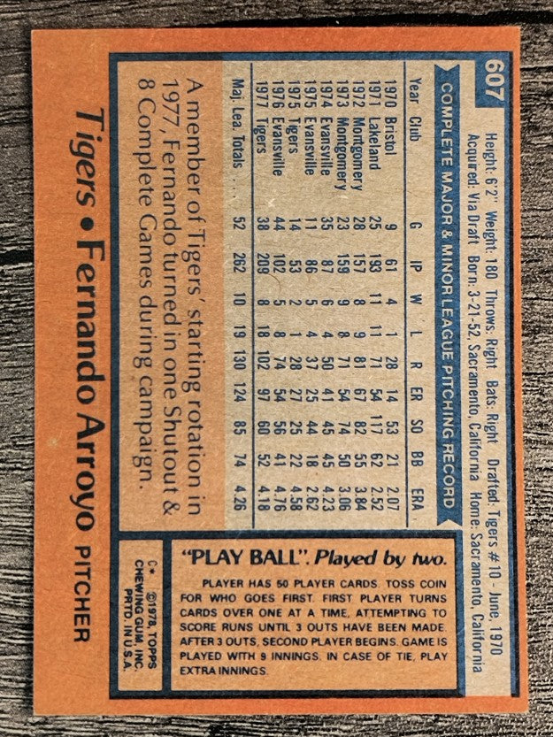 1978 Topps #607 Fernando Arroyo (EX)