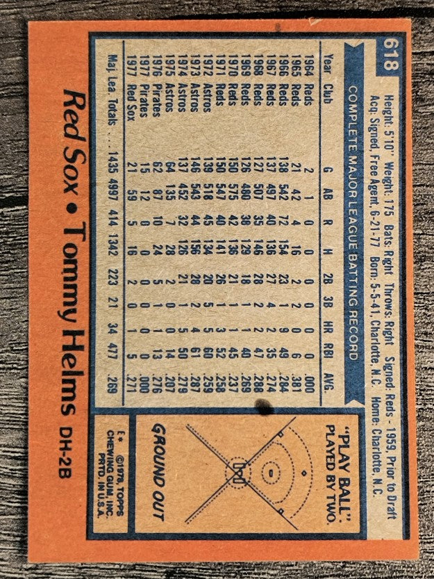 1978 Topps #618 Tommy Helms (EX)