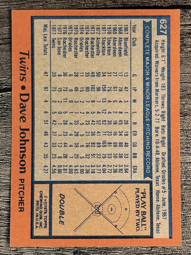 1978 Topps #627 David Johnson (EXMT)