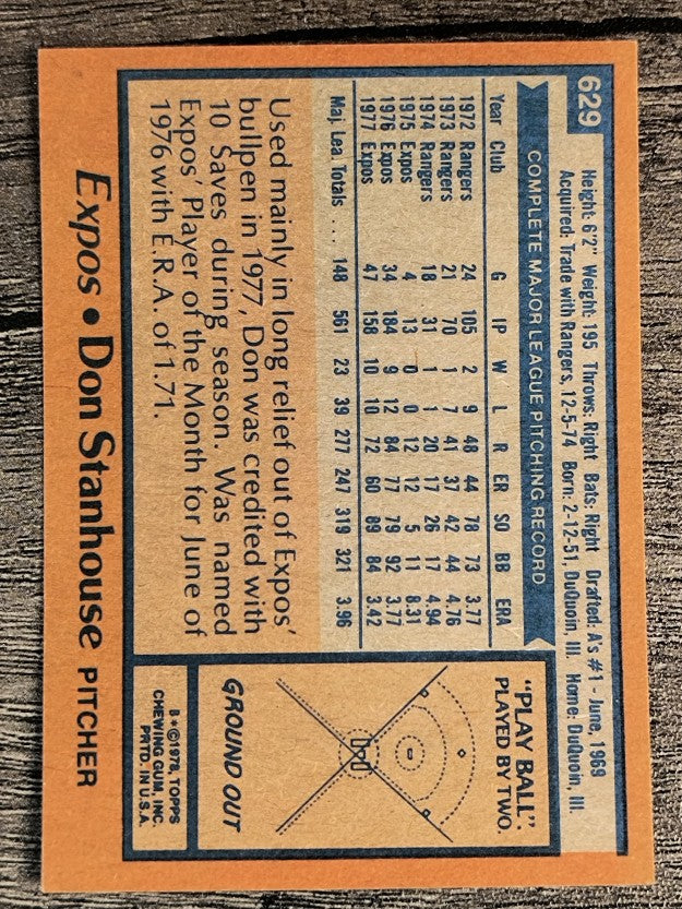 1978 Topps #629 Don Stanhouse (EXMT)