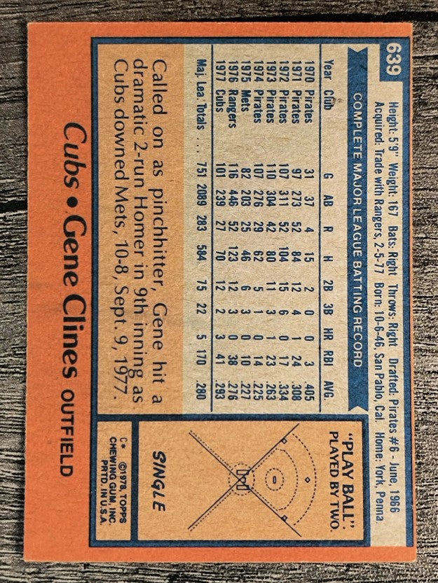 1978 Topps #639 Gene Clines (EXMT)