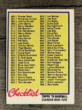 1978 Topps #652 Checklist 606-726 (VGEX)