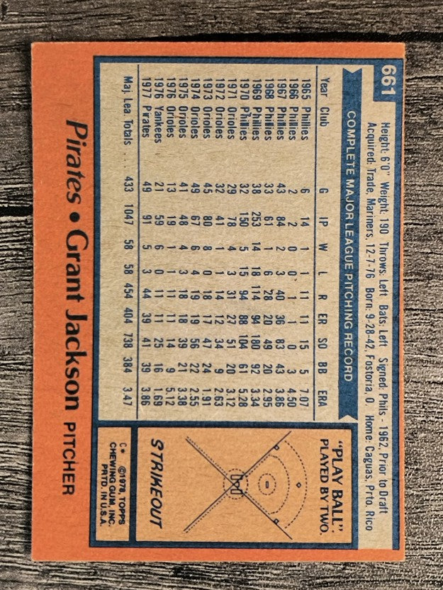 1978 Topps #661 Grant Jackson (EXMT)