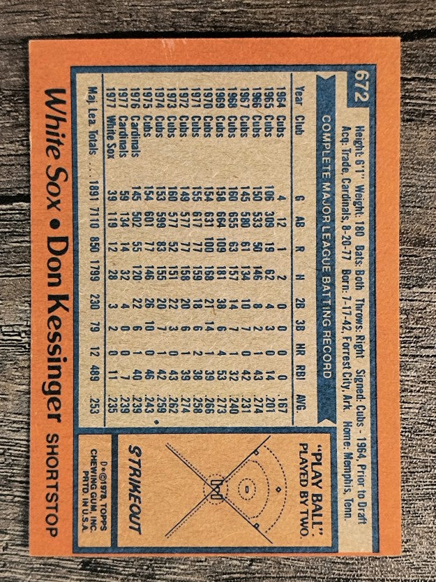 1978 Topps #672 Don Kessinger (EX)