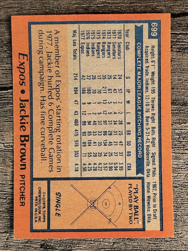 1978 Topps #699 Jackie Brown (EX)