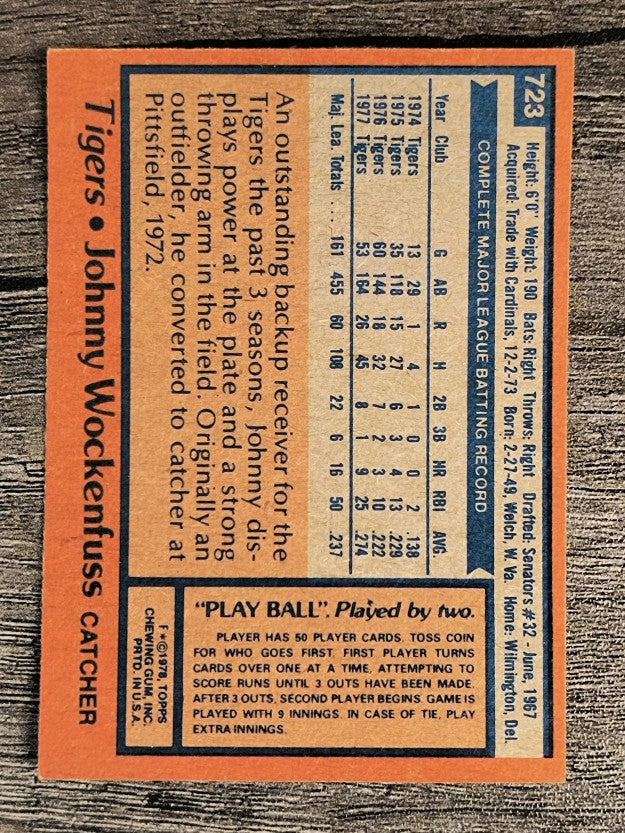 1978 Topps #723 John Wockenfuss (EX)