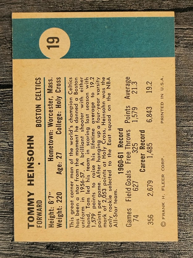 1961-62 Fleer #19 Tom Heinsohn (NM)
