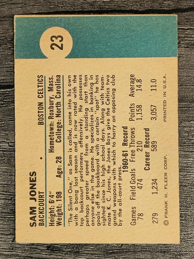 1961-62 Fleer #23 Sam Jones RC (EX)