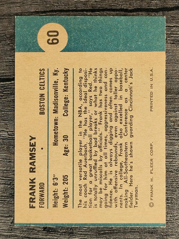 1961-62 Fleer #60 Frank Ramsey IA (EXMT)