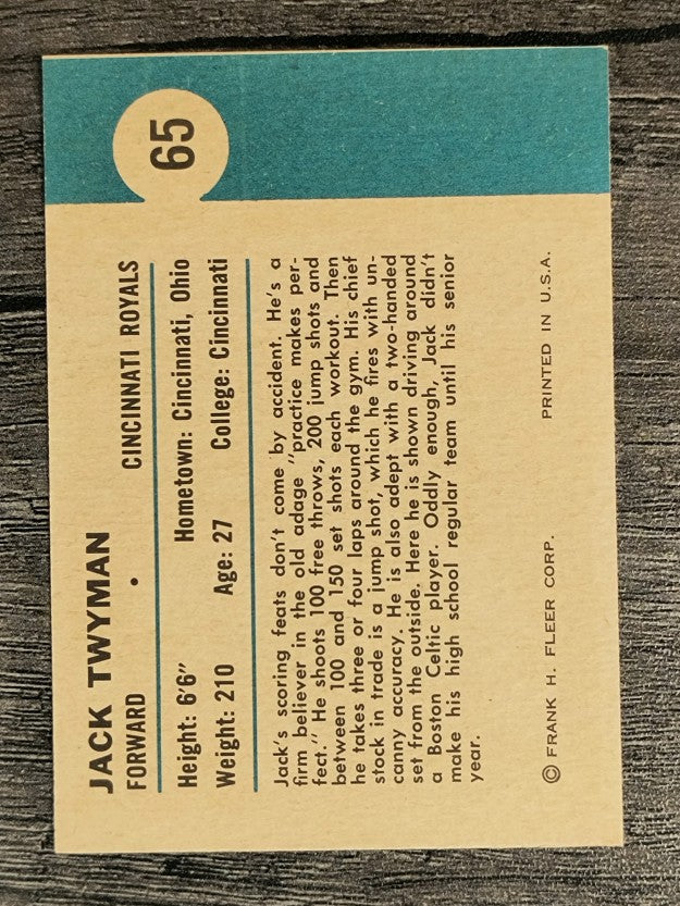 1961-62 Fleer #65 Jack Twyman IA (EX)