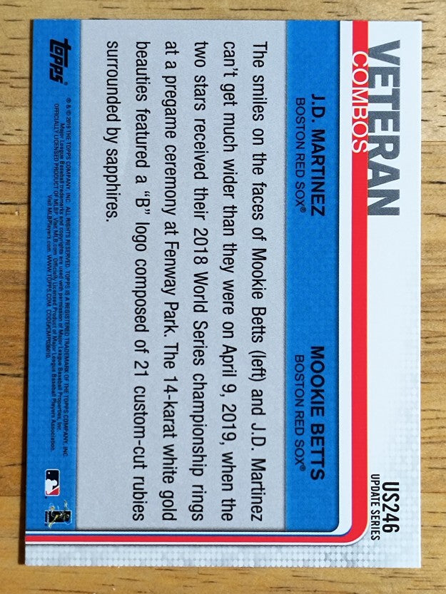 2019 Topps Update #US246 Mookie Betts/J.D. Martinez