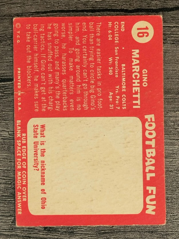 1958 Topps #16 Gino Marchetti (VG)